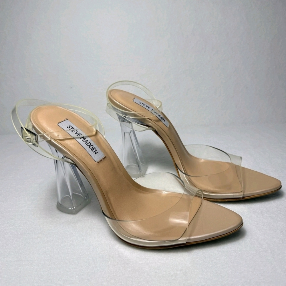 STEVE MADDEN BEKI CLEAR BLUSH SANDAL SIZE 7.5 - Picture 6 of 8